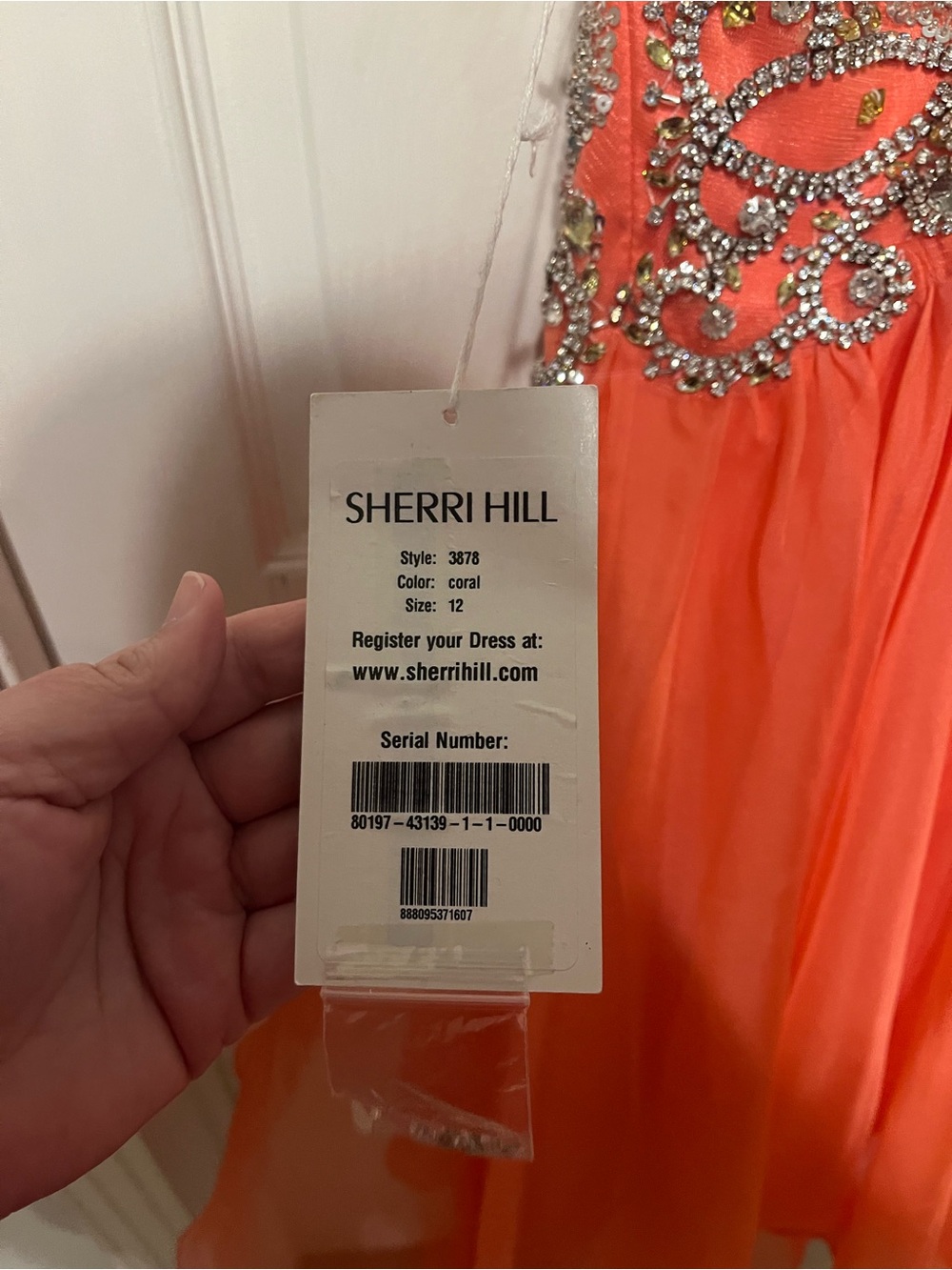 Sherri Hill Orange Beaded Spaghetti-Strap Party Dress - Picture 3 of 3
